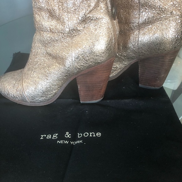 Rag and Bone Gold Metallic Newberry Booties - Picture 4 of 6